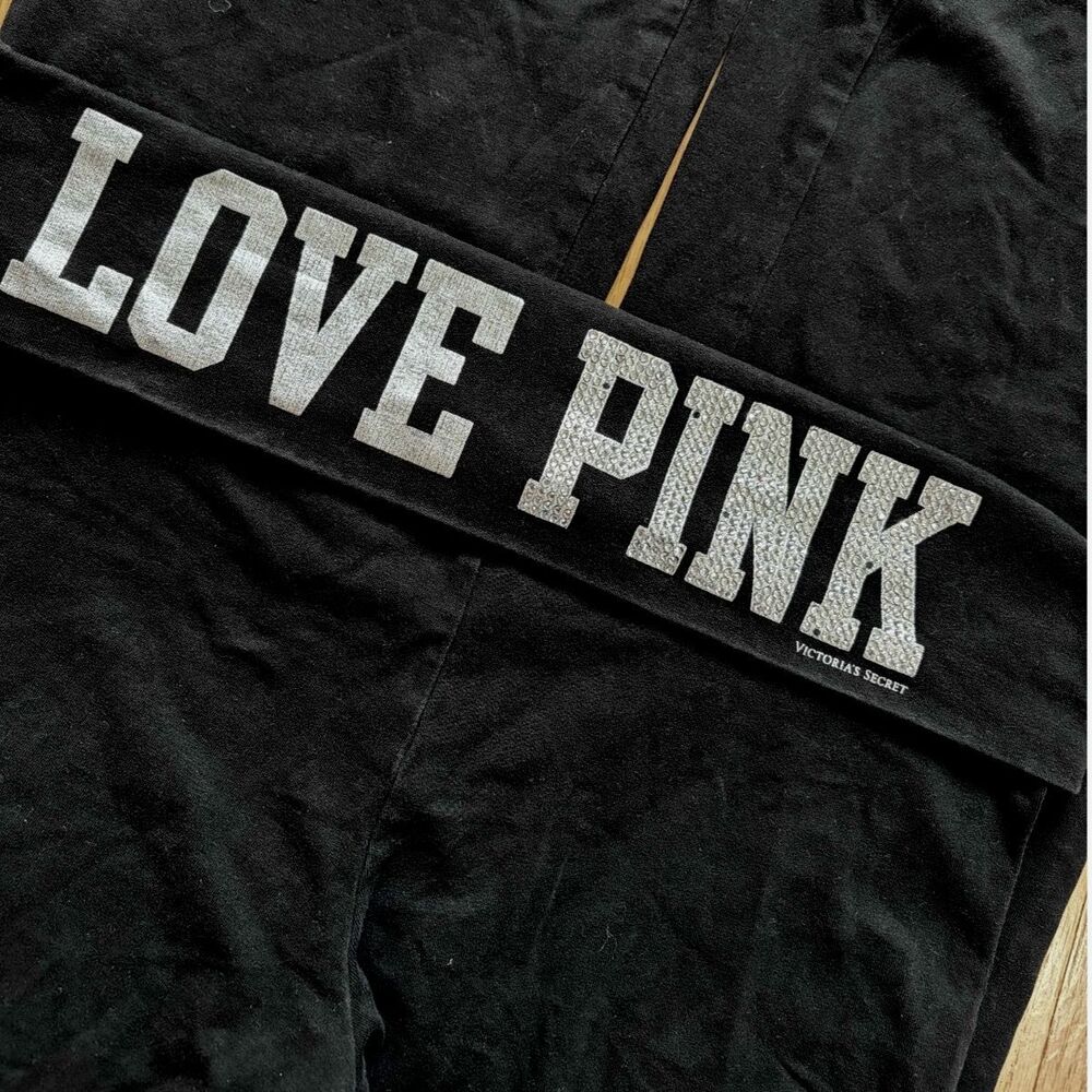 Y2K Victoria's Secret PINK Bling Rhinestone Foldover Yoga Pants